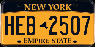 NY license plate HEB2507