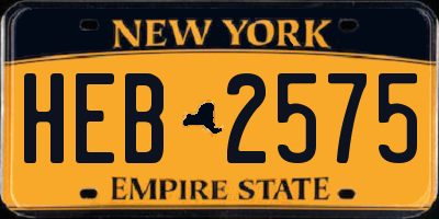 NY license plate HEB2575