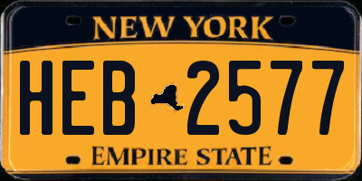 NY license plate HEB2577