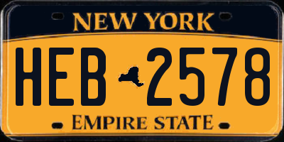 NY license plate HEB2578