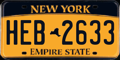 NY license plate HEB2633