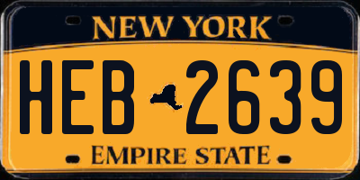 NY license plate HEB2639