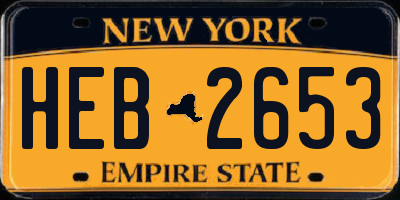 NY license plate HEB2653