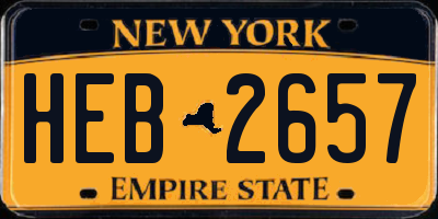 NY license plate HEB2657