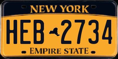 NY license plate HEB2734