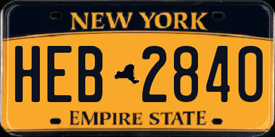 NY license plate HEB2840