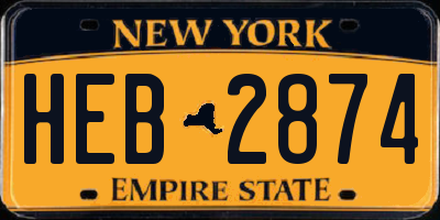 NY license plate HEB2874