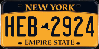 NY license plate HEB2924