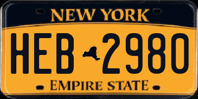 NY license plate HEB2980