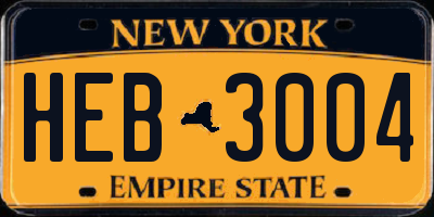 NY license plate HEB3004