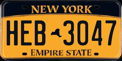 NY license plate HEB3047