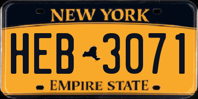 NY license plate HEB3071