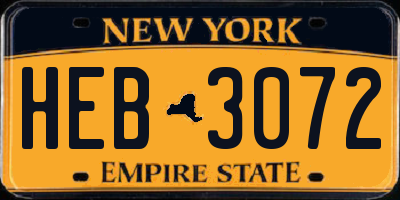 NY license plate HEB3072