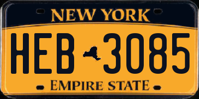 NY license plate HEB3085