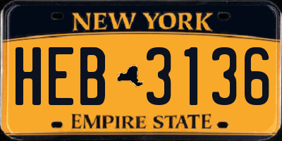 NY license plate HEB3136