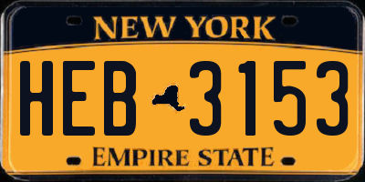 NY license plate HEB3153