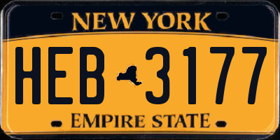 NY license plate HEB3177