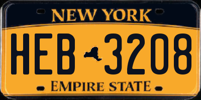 NY license plate HEB3208