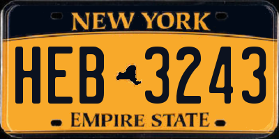NY license plate HEB3243