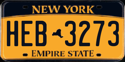 NY license plate HEB3273