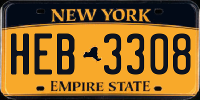 NY license plate HEB3308