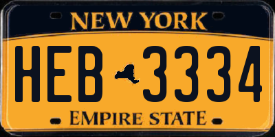 NY license plate HEB3334