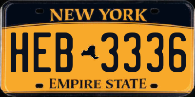 NY license plate HEB3336