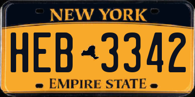 NY license plate HEB3342