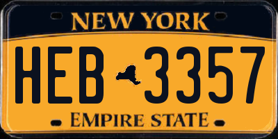 NY license plate HEB3357