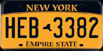 NY license plate HEB3382