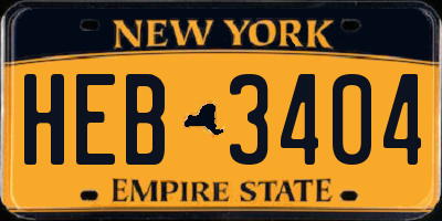 NY license plate HEB3404