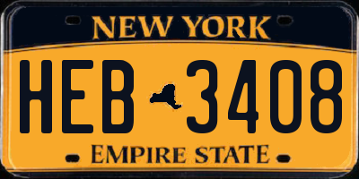NY license plate HEB3408