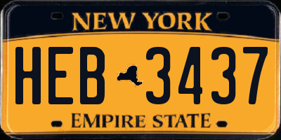 NY license plate HEB3437