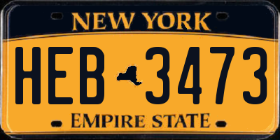 NY license plate HEB3473