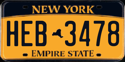 NY license plate HEB3478