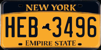 NY license plate HEB3496