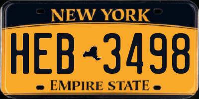NY license plate HEB3498