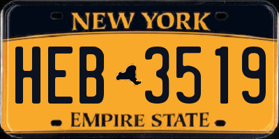 NY license plate HEB3519