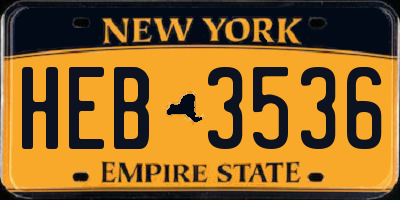 NY license plate HEB3536