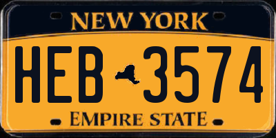 NY license plate HEB3574