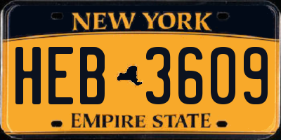 NY license plate HEB3609
