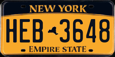 NY license plate HEB3648