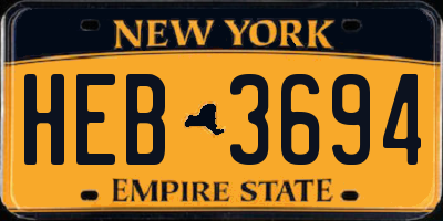NY license plate HEB3694