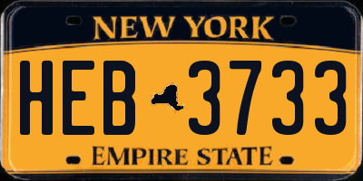 NY license plate HEB3733