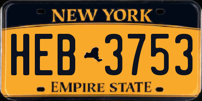 NY license plate HEB3753