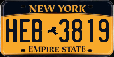 NY license plate HEB3819