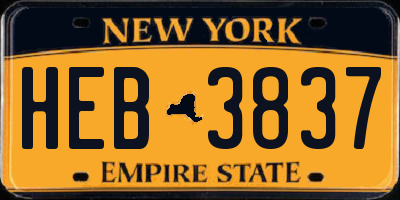 NY license plate HEB3837