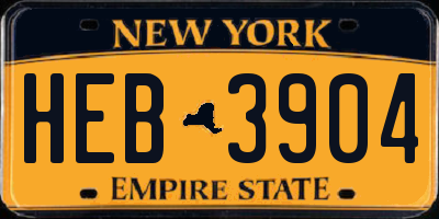 NY license plate HEB3904