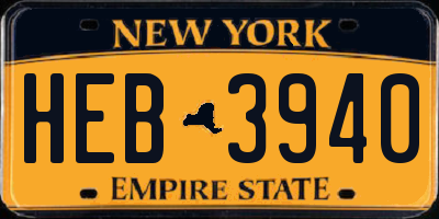 NY license plate HEB3940