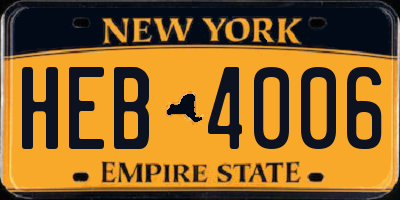 NY license plate HEB4006